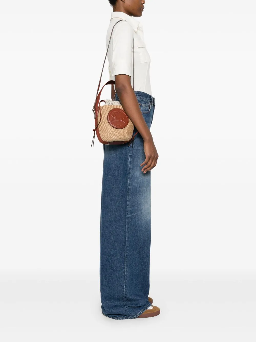 Rafia And Leather Bucket Bag sold by Wanan Luxury product image thumbnail 3