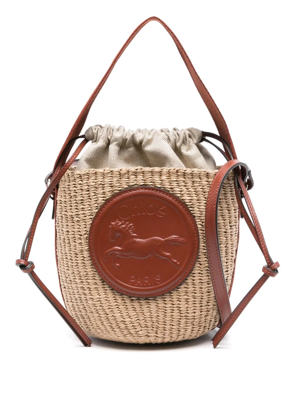 Rafia And Leather Bucket Bag sold by Wanan Luxury