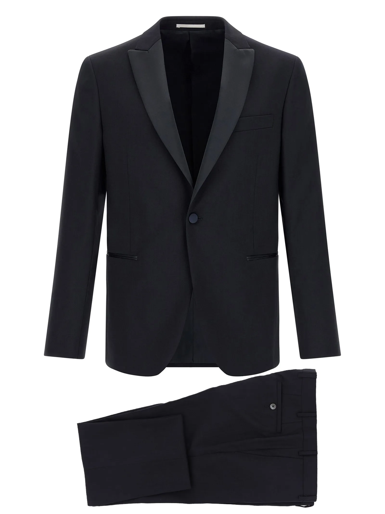 Wool And Satin Dress Suits Black sold by Wanan Luxury