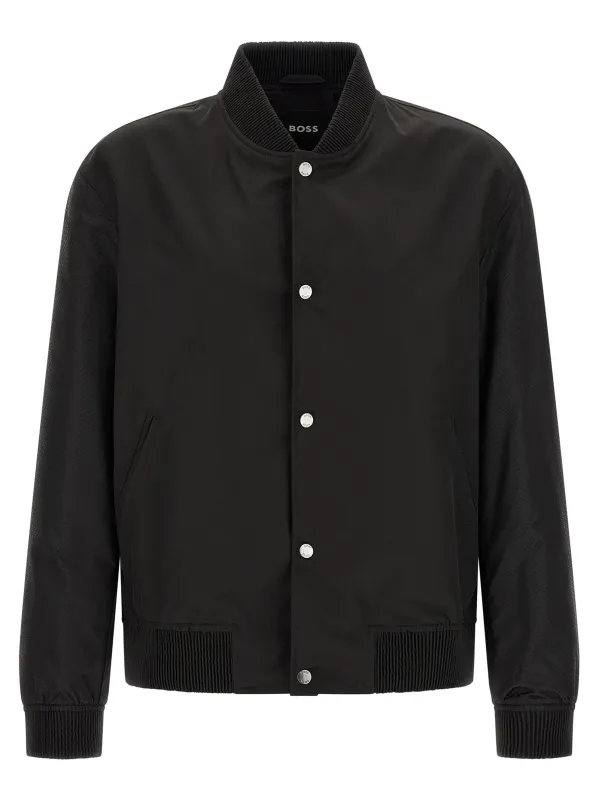 Monogram Sleeve Bomber Jacket Puffer Jackets Black made by Hugo Boss