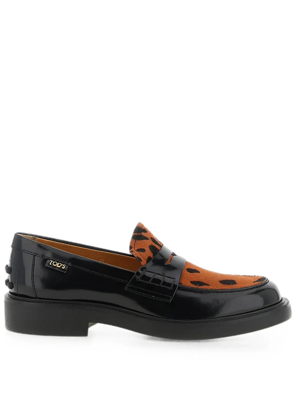 Leather Loafers With Animal-Print Panel sold by Wanan Luxury