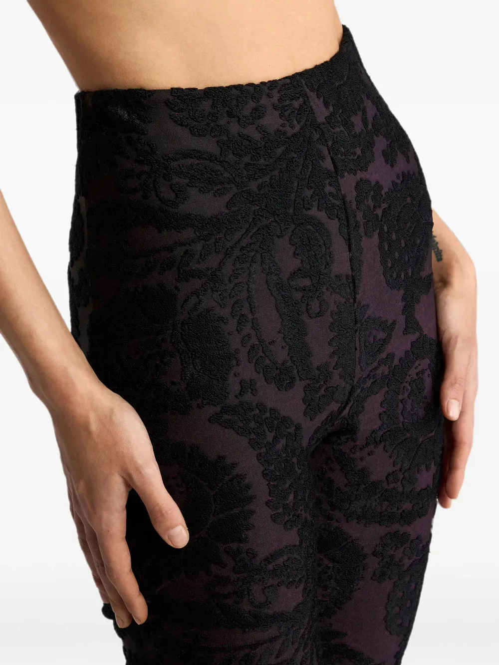 Flared Trousers In Chenille Jacquard With Paisley Foliage Motif sold by Wanan Luxury product image thumbnail 5