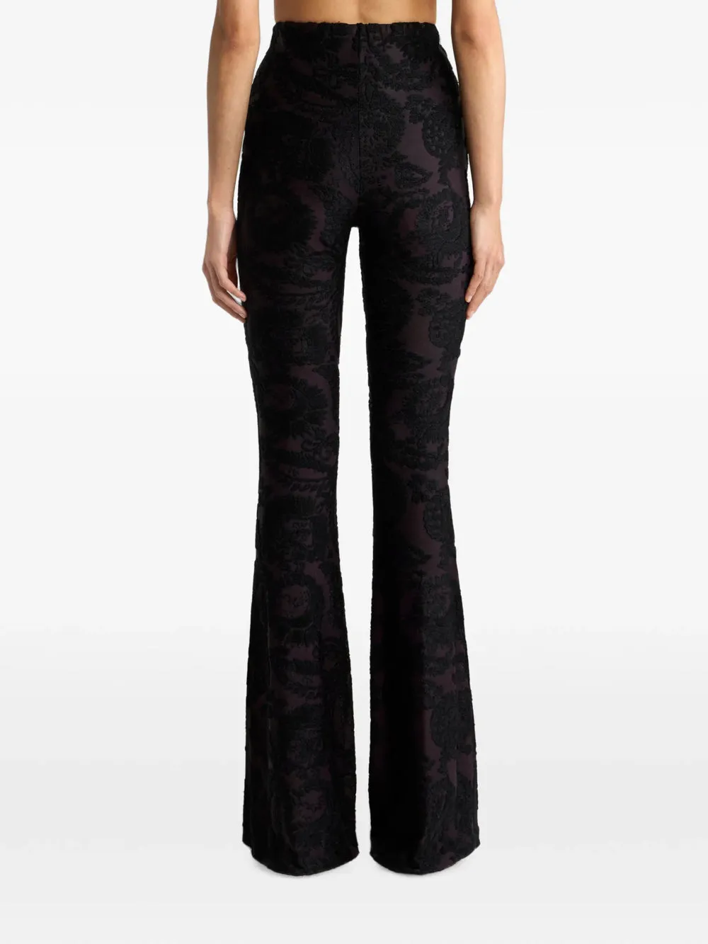 Flared Trousers In Chenille Jacquard With Paisley Foliage Motif sold by Wanan Luxury product image thumbnail 3