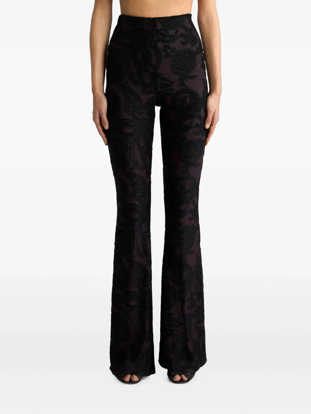 Flared Trousers In Chenille Jacquard With Paisley Foliage Motif sold by Wanan Luxury product image thumbnail 4