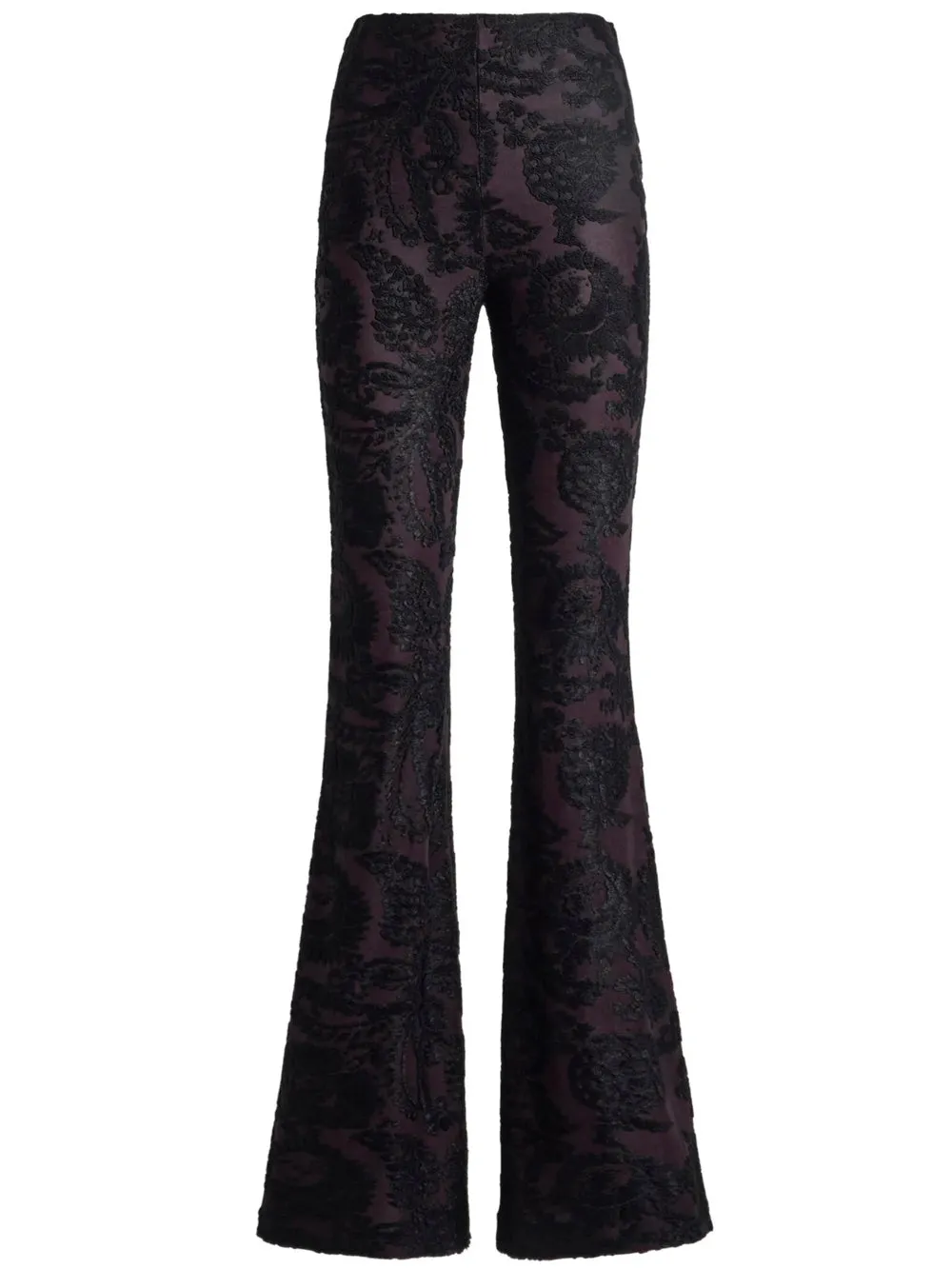 Flared Trousers In Chenille Jacquard With Paisley Foliage Motif sold by Wanan Luxury