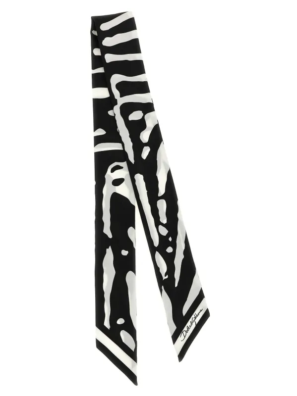 Zebra Print Scarf Scarves And Foulards White/Black made by Dolce & Gabanna