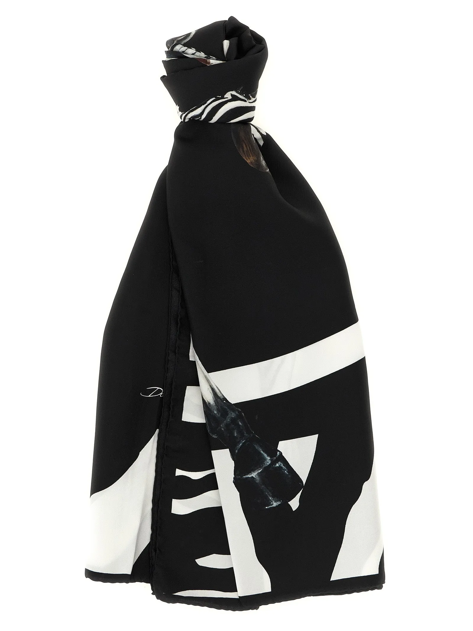 Zebra Print Scarf Scarves And Foulards White/Black sold by Wanan Luxury