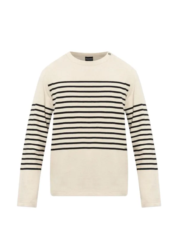 Linen Blend Striped Jumper made by Emporio Armani