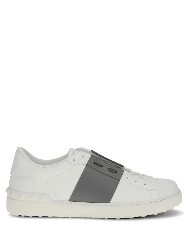 Open Leather Sneakers With Contrast Band And Stud Details made by Valentino Garavani