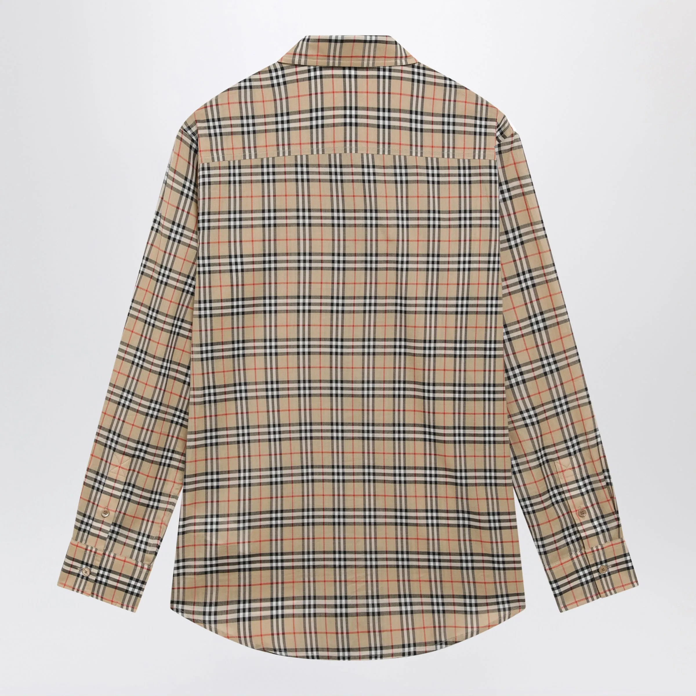 Beige Cotton Shirt With Check Pattern sold by Wanan Luxury product image thumbnail 2