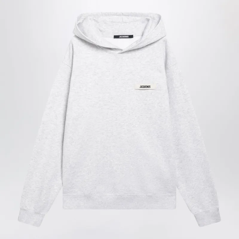 Grey Hoodie With Grosgrain Logo made by Jacquemus