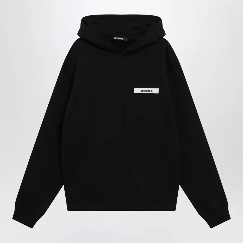 Black Hoodie With Grosgrain Logo made by Jacquemus