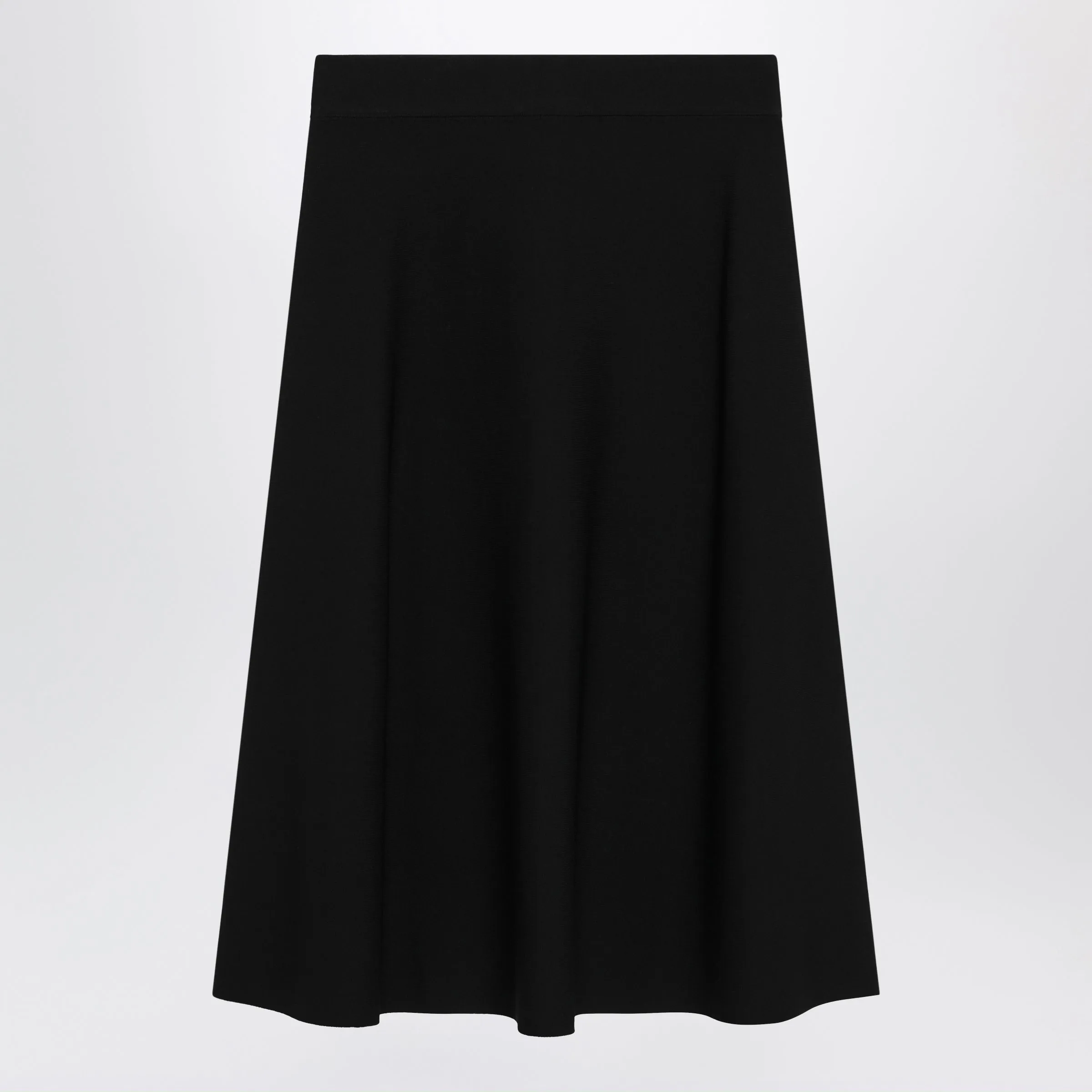 Flared Midi Skirt In Viscose Crêpe Yarn, Black sold by Wanan Luxury