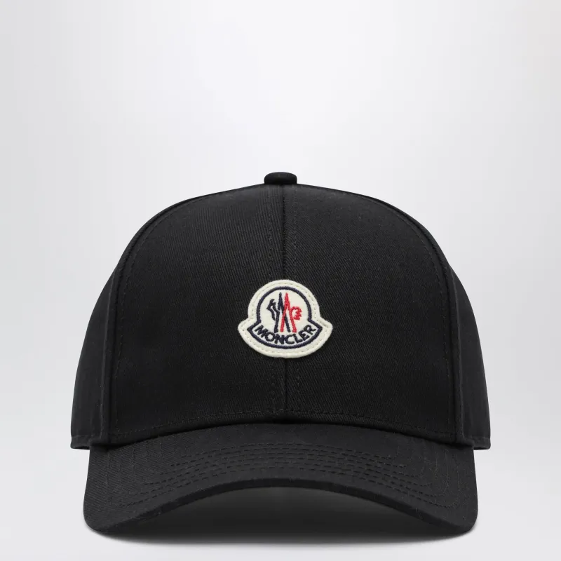 Black Cotton Baseball Cap With Patch made by Moncler