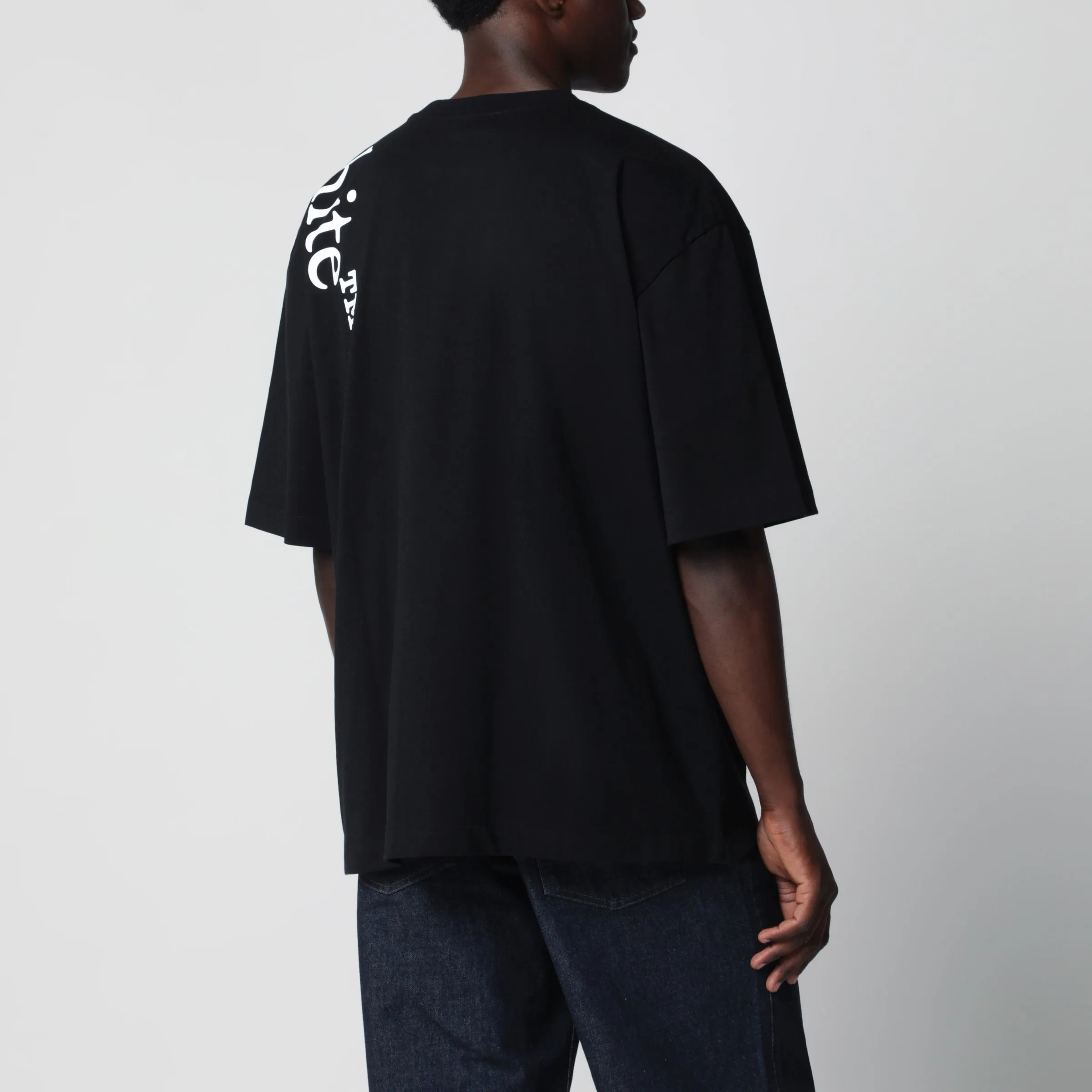 Crewneck T-Shirt With Printed Logo In Black Cotton sold by Wanan Luxury product image thumbnail 3