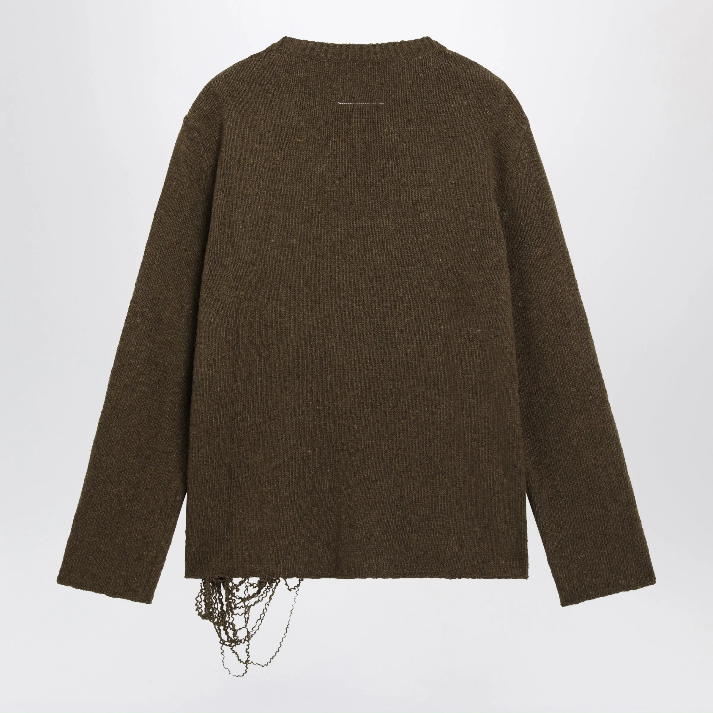 Crew-Neck Sweater In Khaki/Black Wool Blend sold by Wanan Luxury product image thumbnail 2