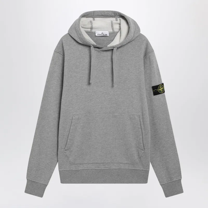 Grey Mélange Cotton Hoodie made by Stone Island