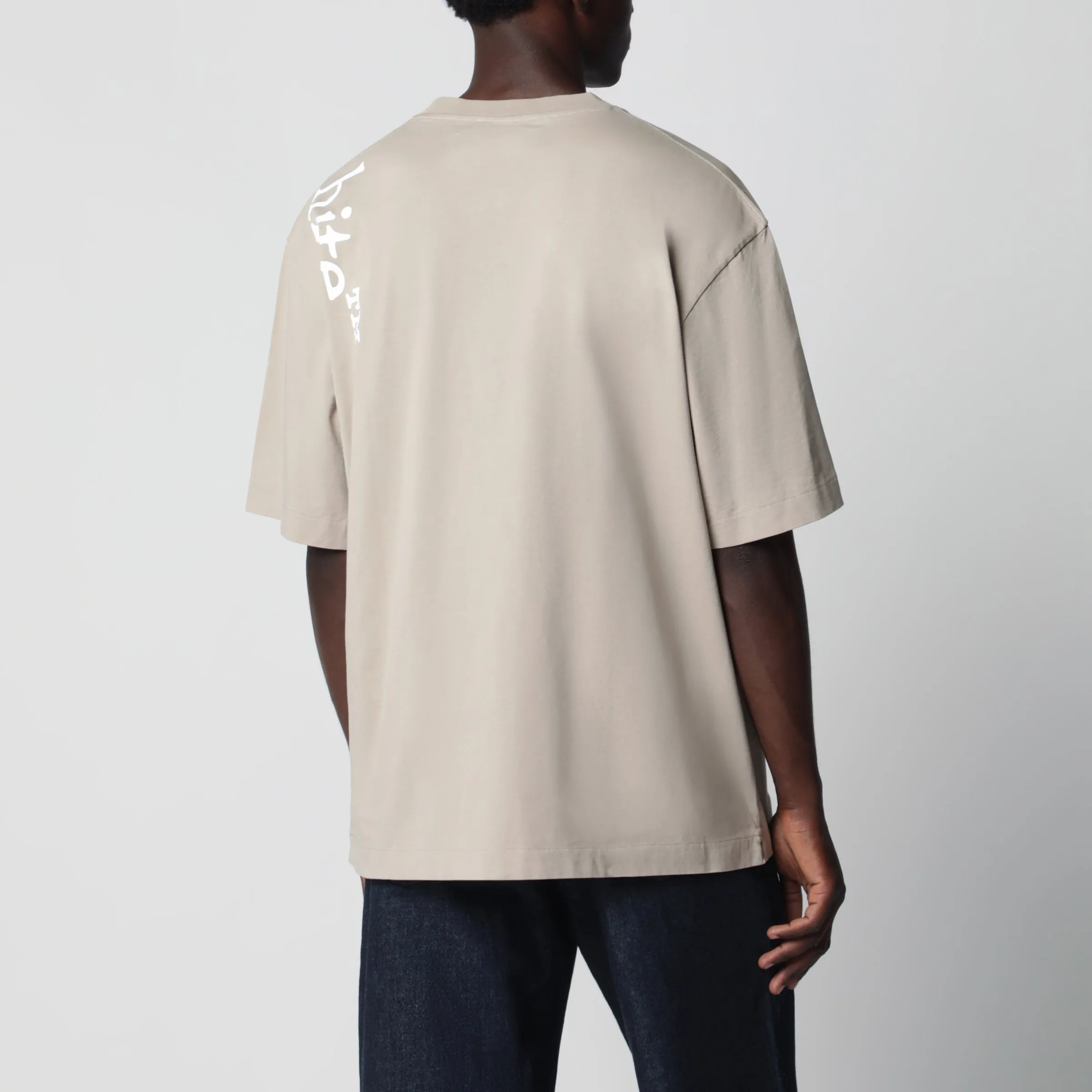 Beige Cotton Crew-Neck T-Shirt With Printed Logo sold by Wanan Luxury product image thumbnail 3