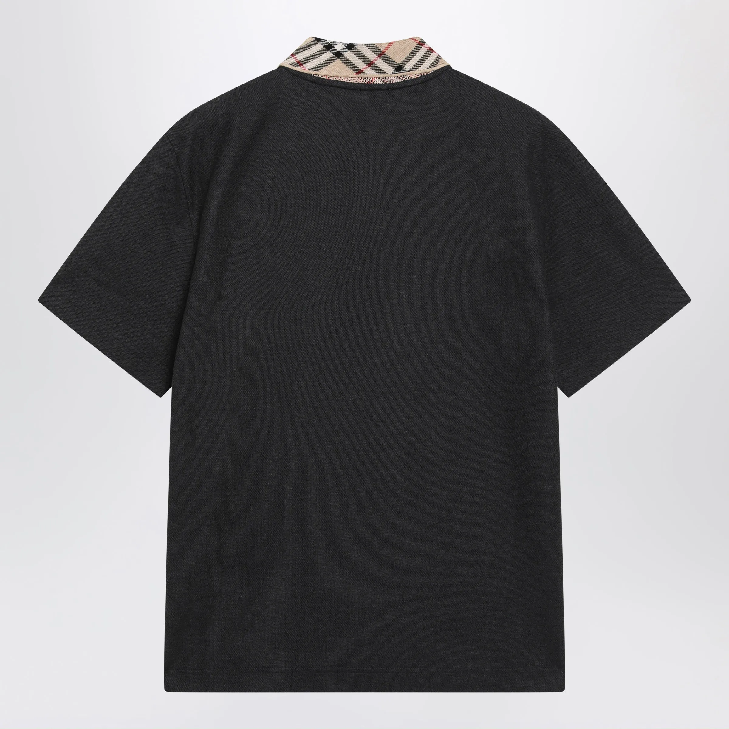 Dark Grey Polo Shirt With Check Collar sold by Wanan Luxury product image thumbnail 2