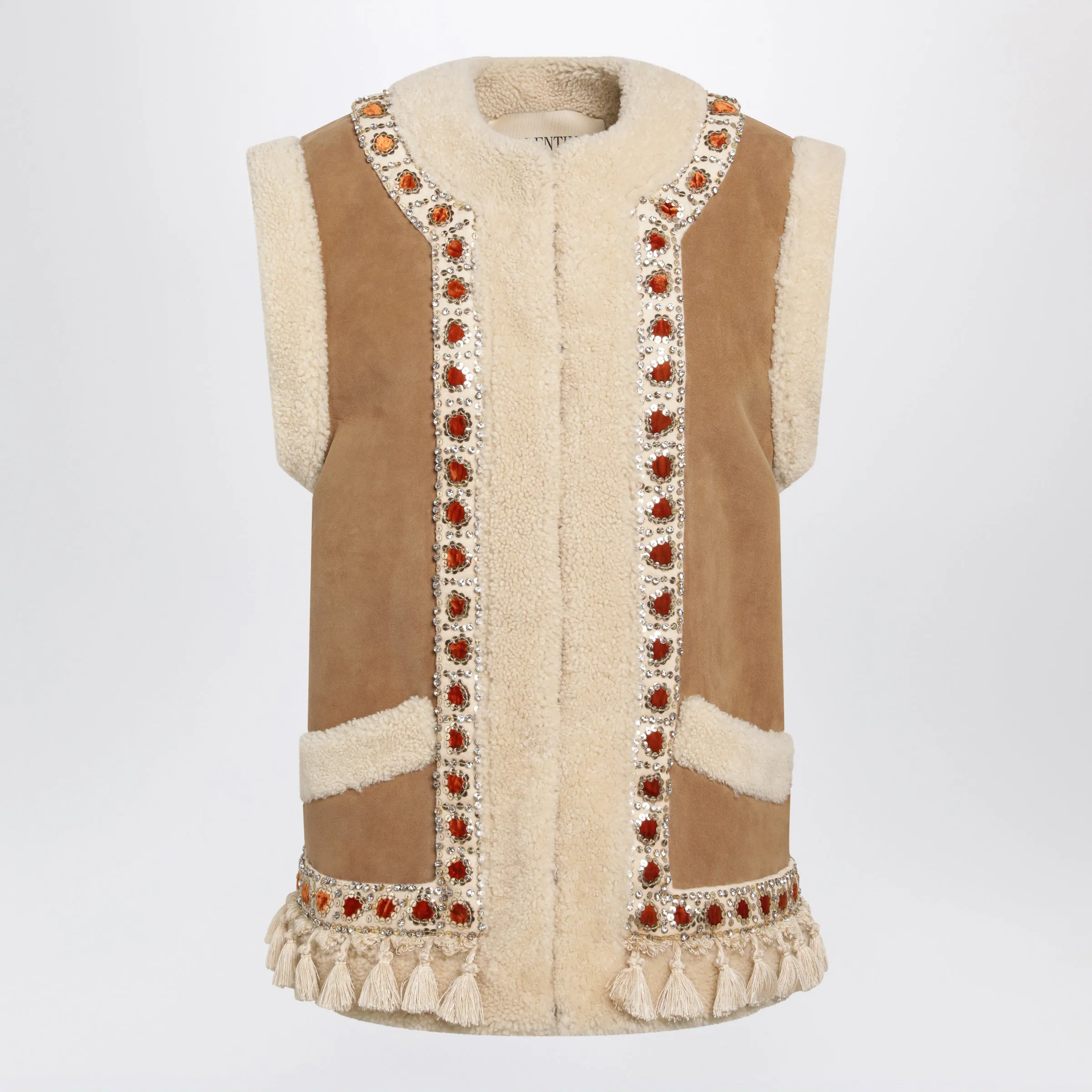 Camel Shearling And Suede Vest sold by Wanan Luxury