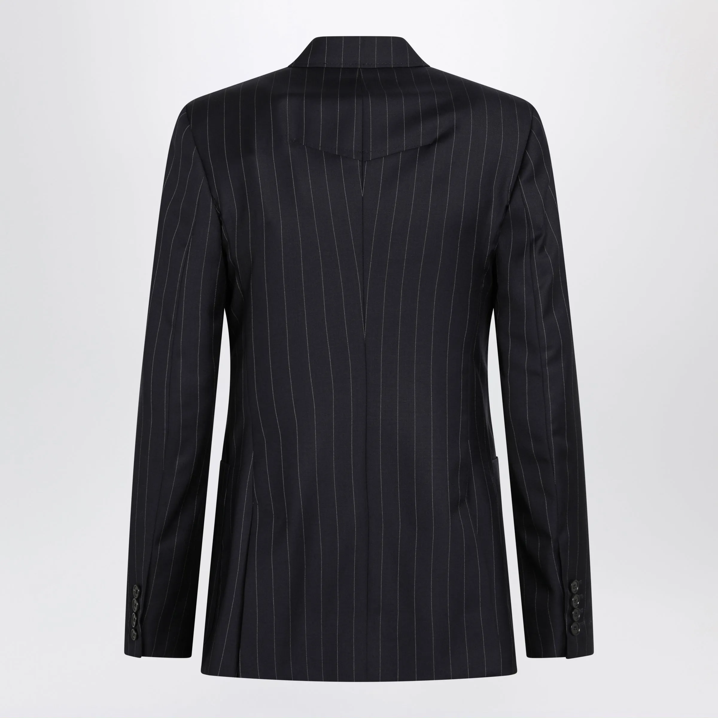 Double-Breasted Pinstripe Wool Jacket, Dark Navy sold by Wanan Luxury product image thumbnail 2
