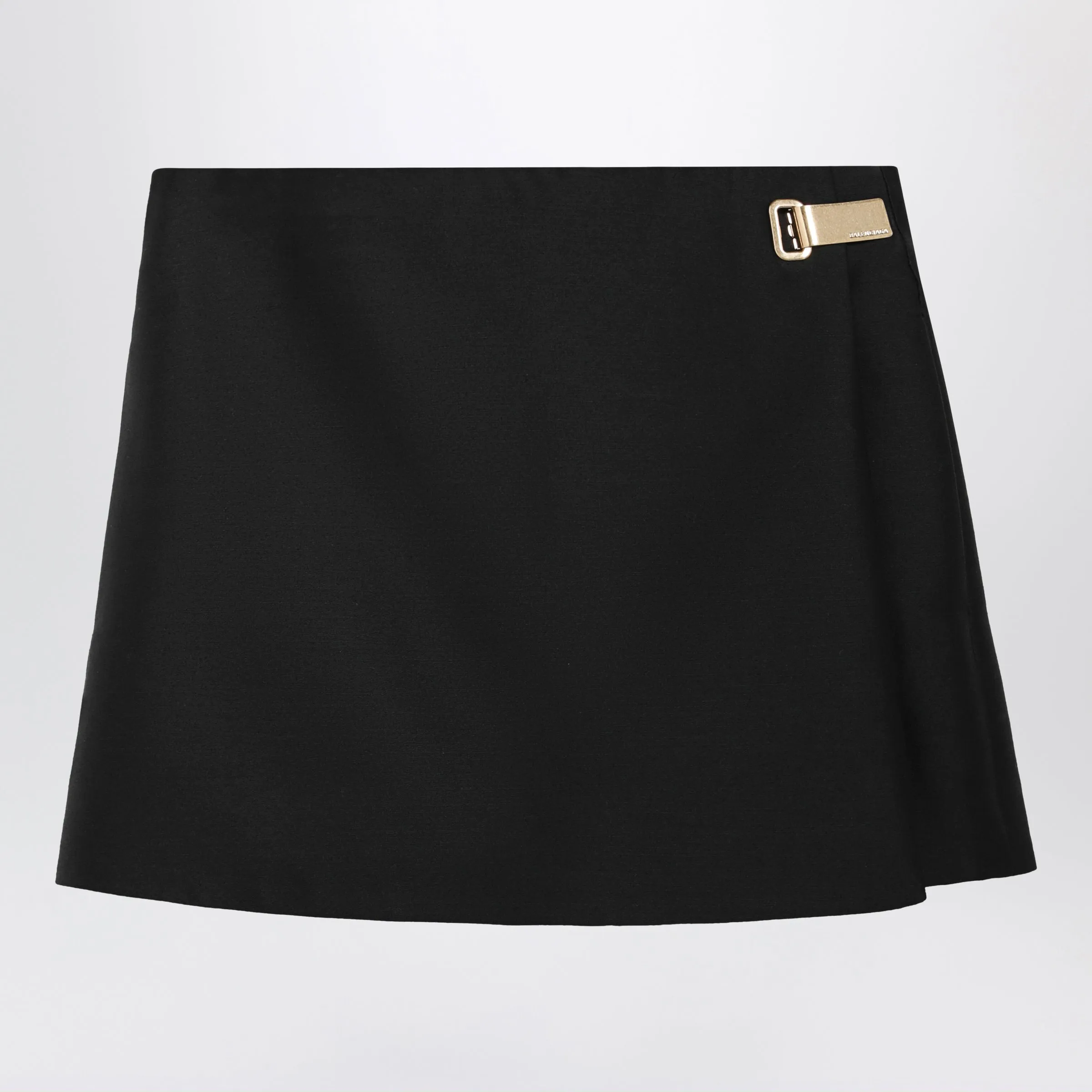 Black Wool And Silk Mini Skirt sold by Wanan Luxury