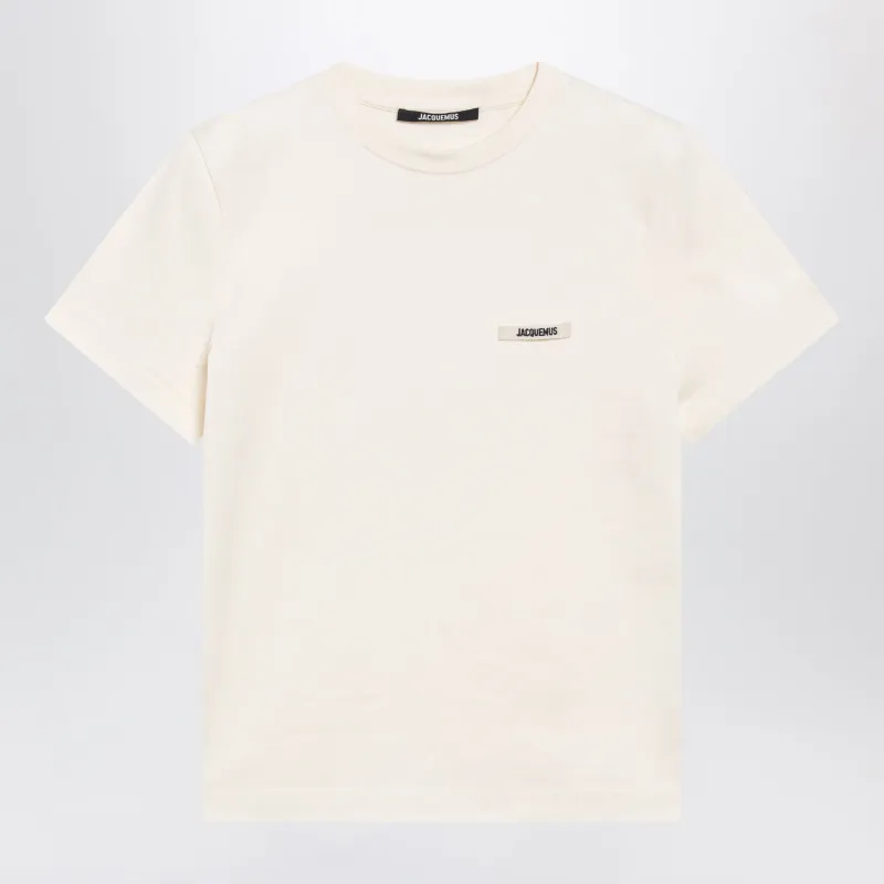 Light Beige Fitted T-Shirt With Grosgrain Logo made by Jacquemus