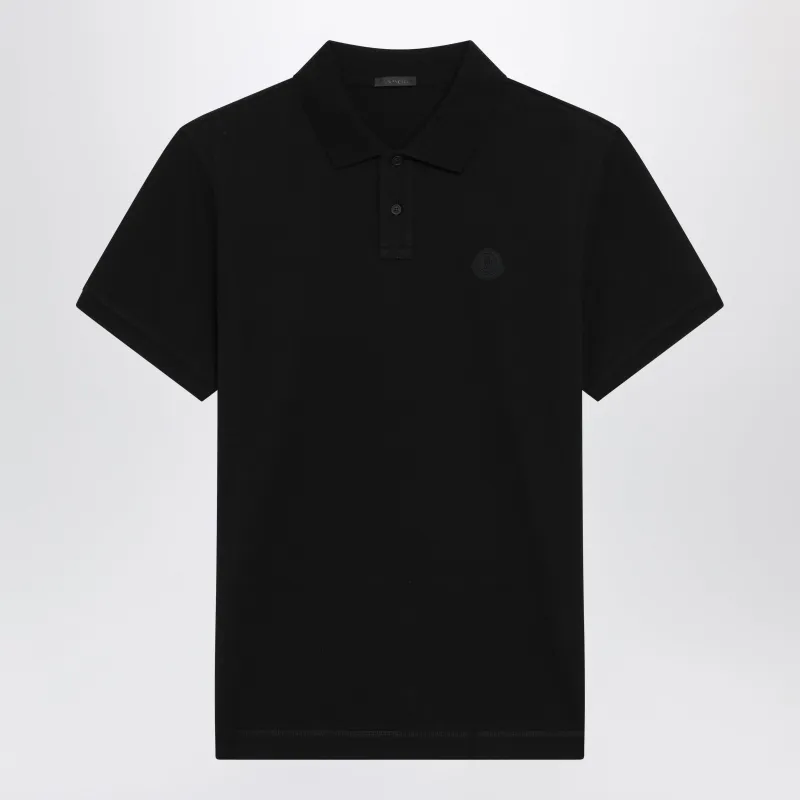 Black Cotton Piqué Polo Shirt With Logo Patch made by Moncler
