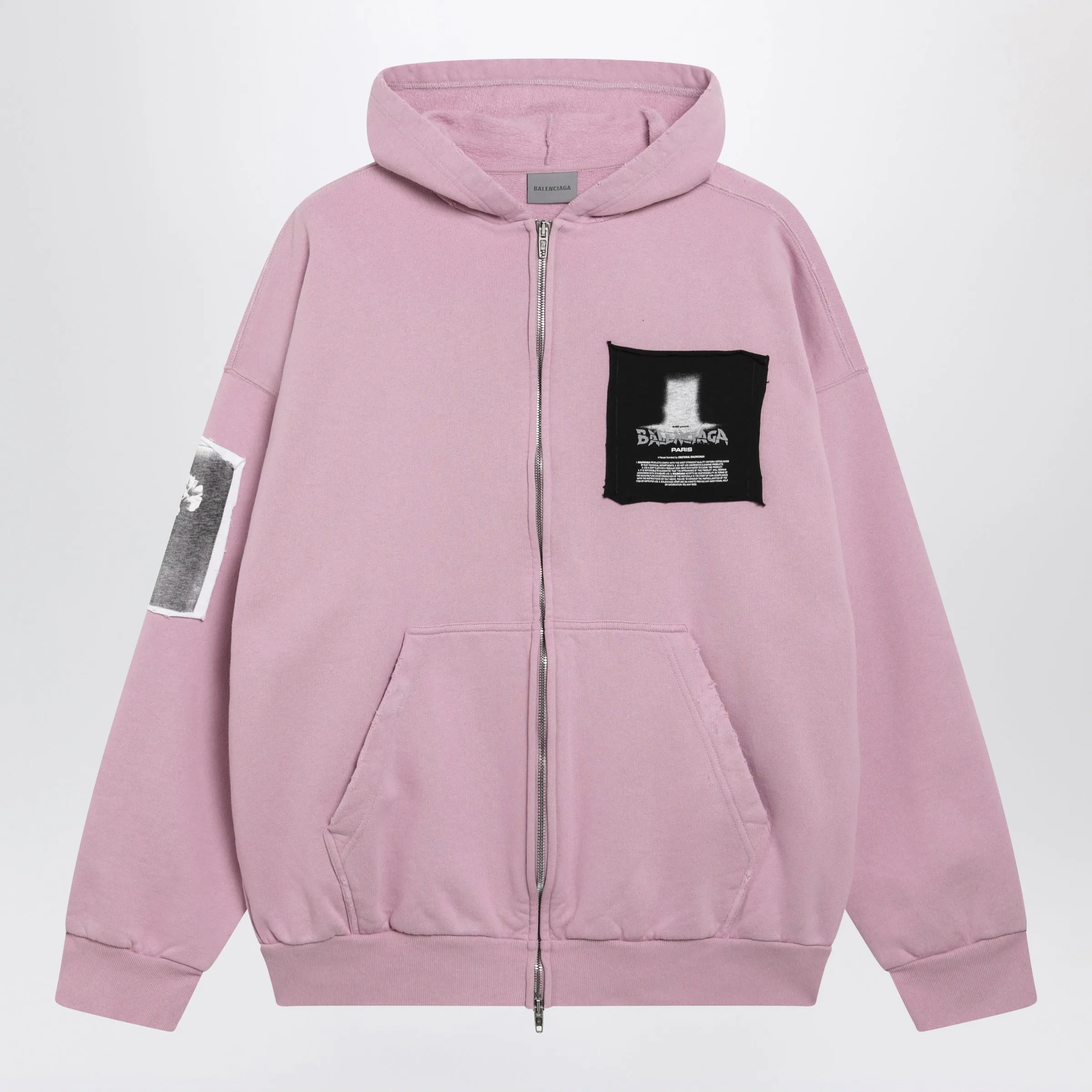 Antique Pink Cotton Jersey Zip-Up Hoodie sold by Wanan Luxury