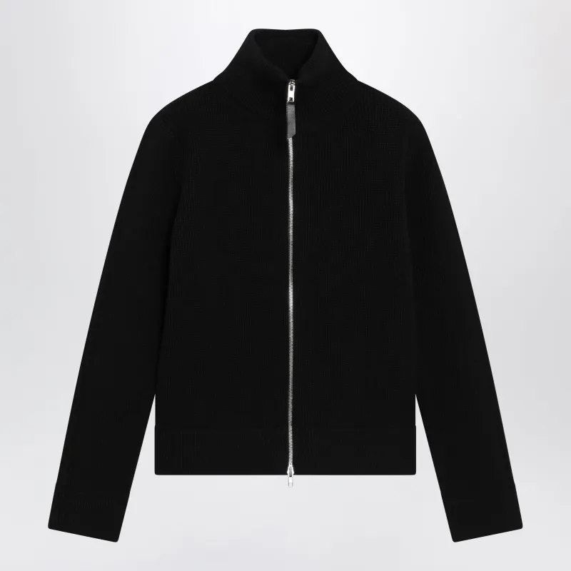 Black Wool-Blend Zip Cardigan made by Maison Margiela
