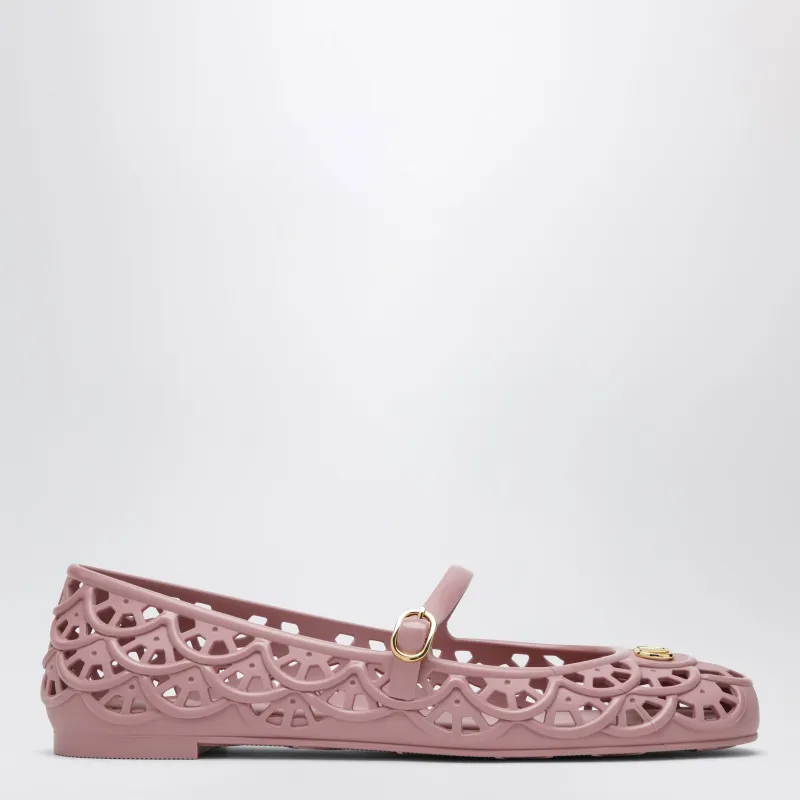 Pink Rubber V Logo Signature Ballet Flats made by Valentino Garavani