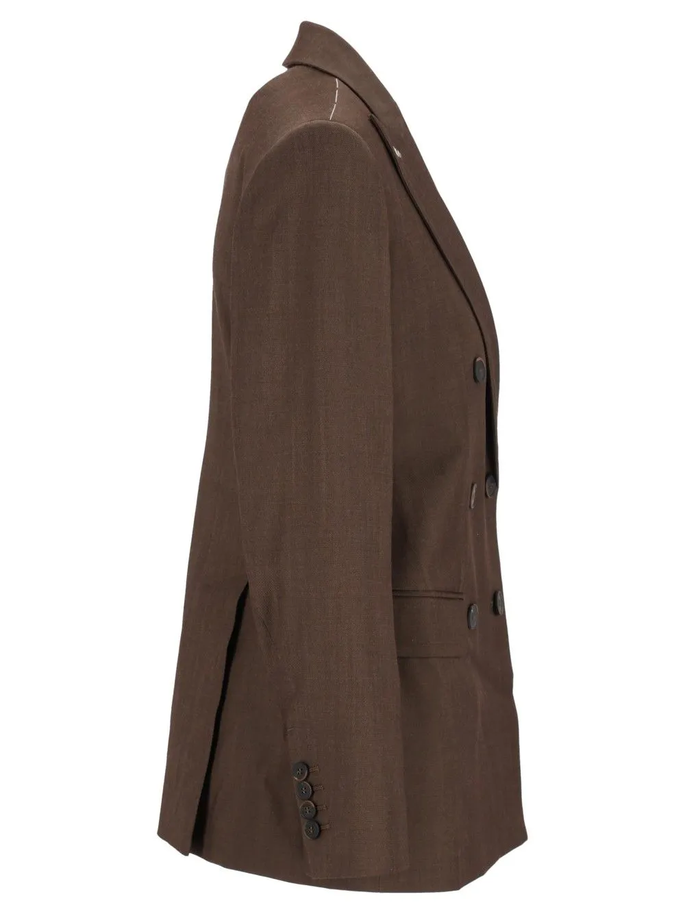 Double-Breasted Wool Gabardine Blazer Jackets Brown sold by Wanan Luxury product image thumbnail 3