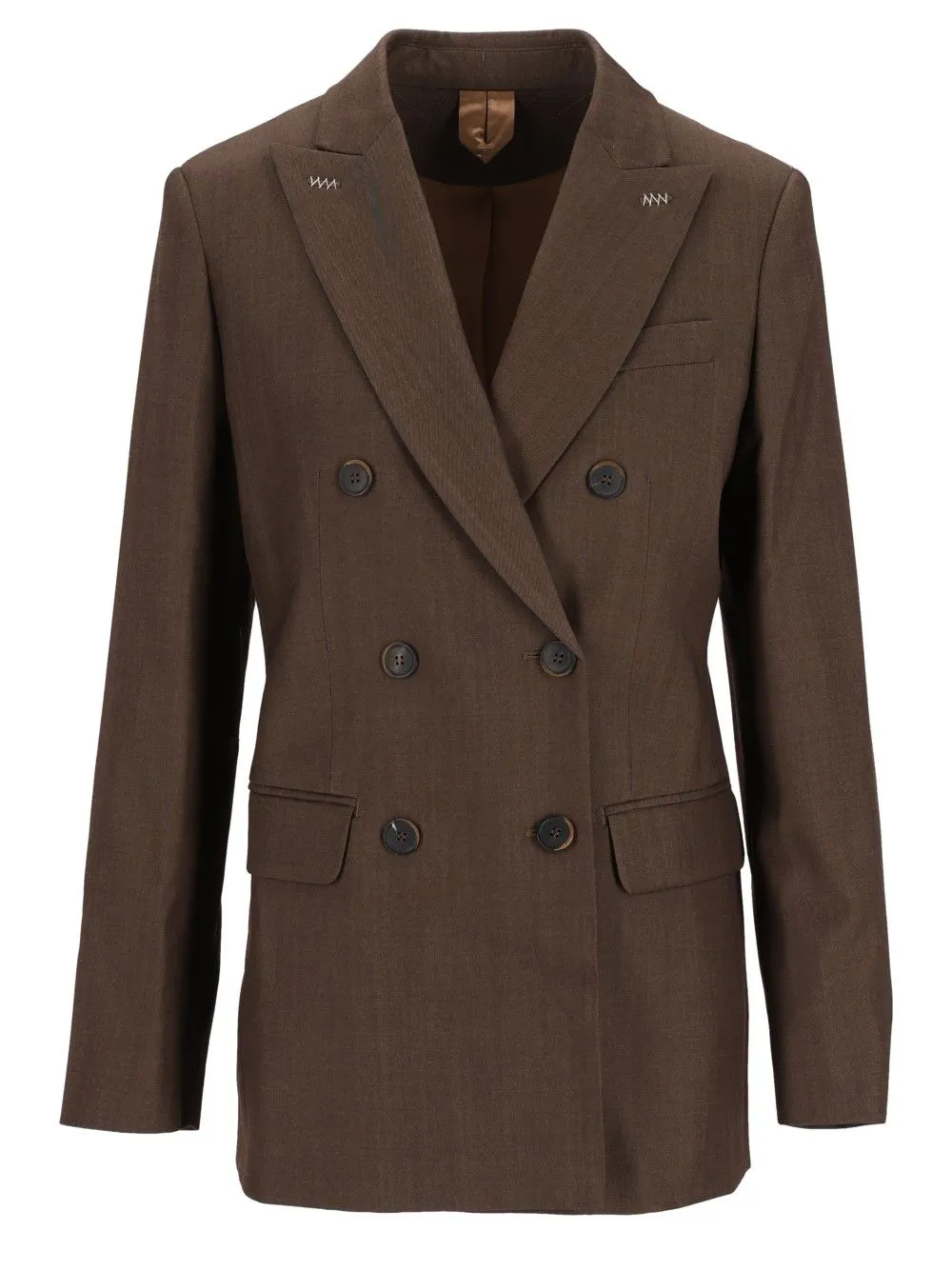 Double-Breasted Wool Gabardine Blazer Jackets Brown sold by Wanan Luxury