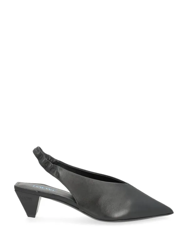 Origami Cubic Lambskin Slingback Pumps Black made by Loewe