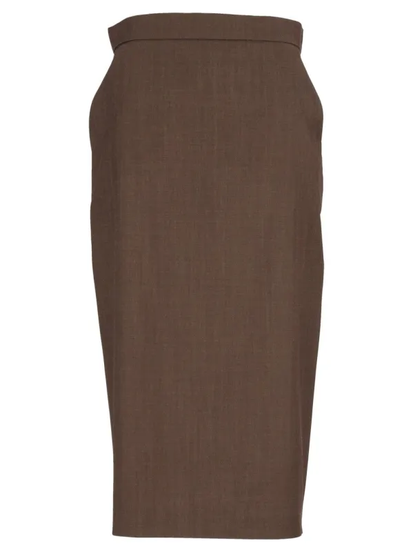 Wool Gabardine Pencil Skirt Skirts Brown made by MaxMara