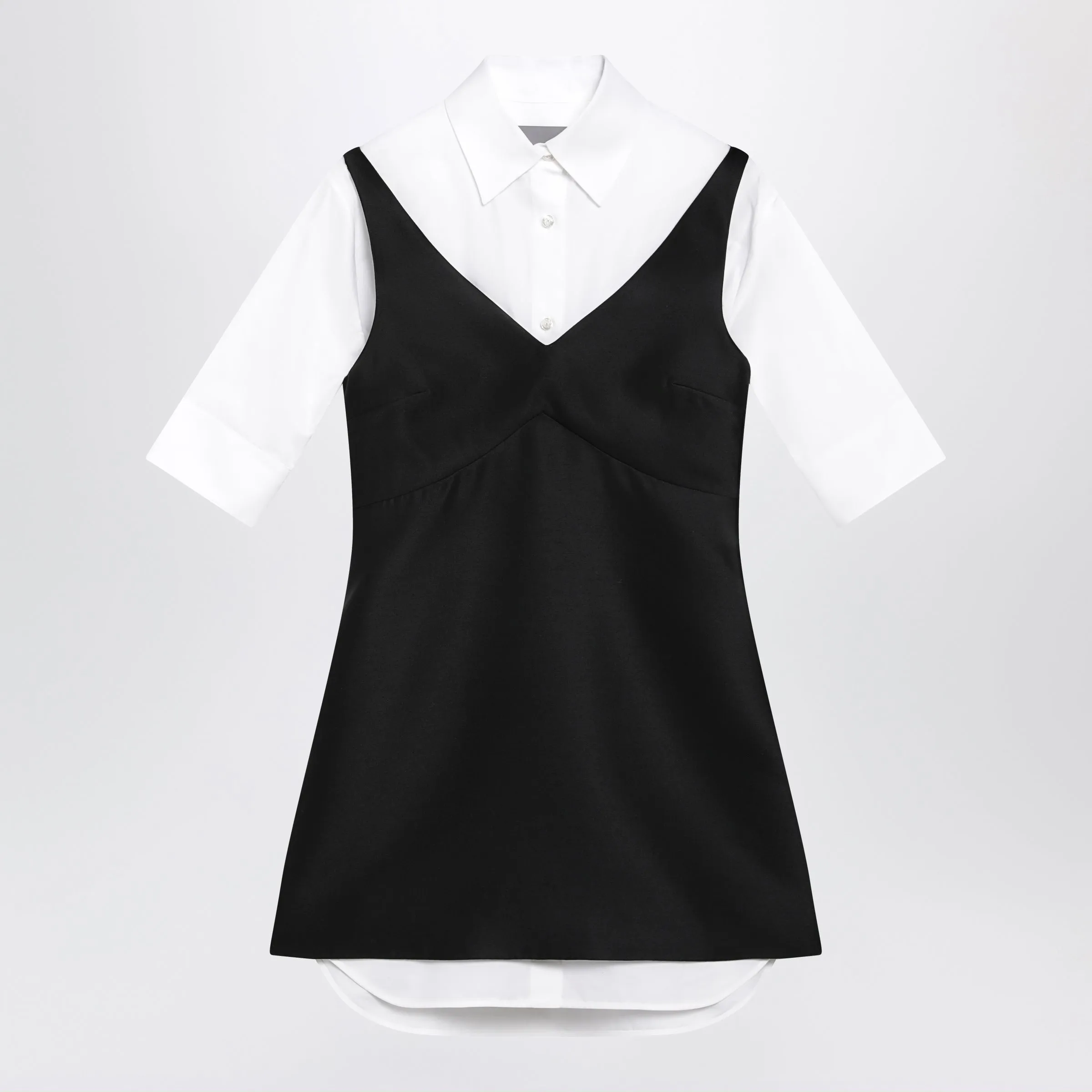 Hybrid Chemisier Mini Dress In Wool And Silk Black sold by Wanan Luxury