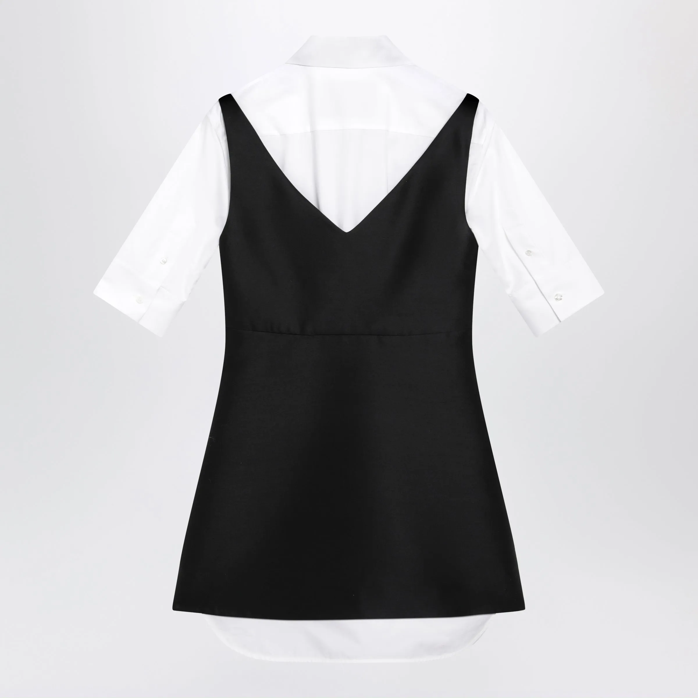 Hybrid Chemisier Mini Dress In Wool And Silk Black sold by Wanan Luxury product image thumbnail 2