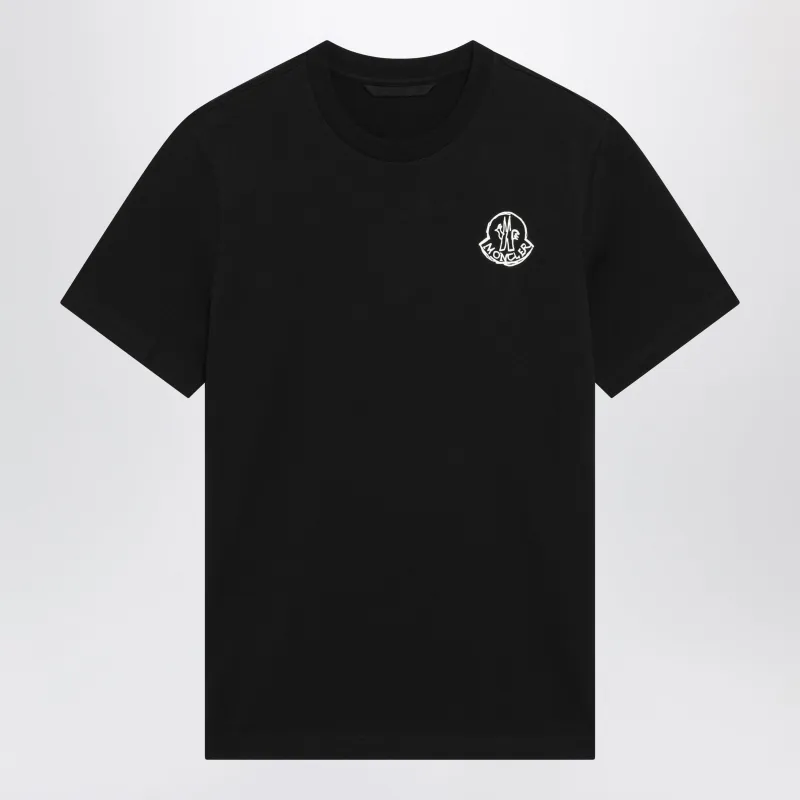 Black Cotton Jersey T-Shirt With Logo Patch made by Moncler