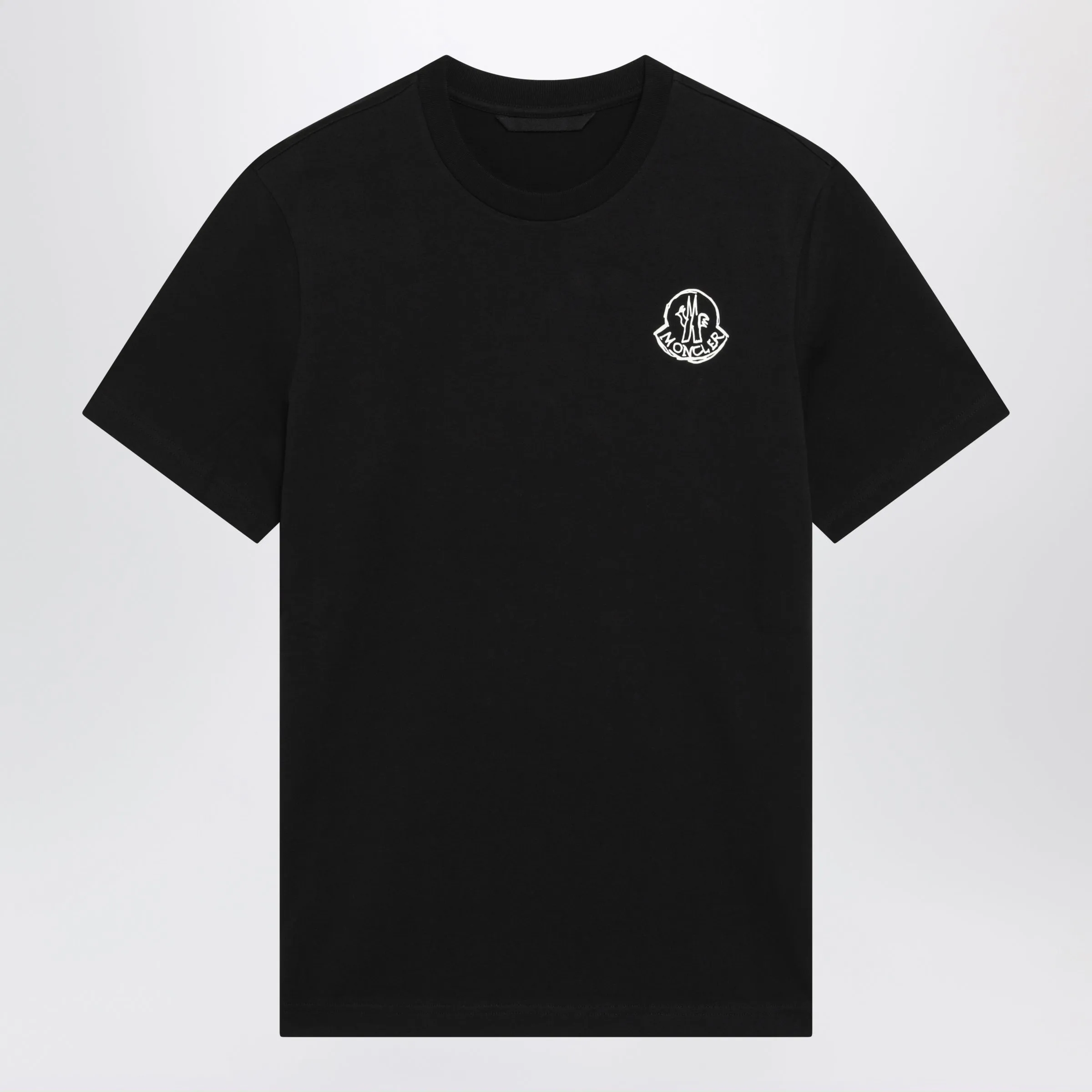 Black Cotton Jersey T-Shirt With Logo Patch sold by Wanan Luxury