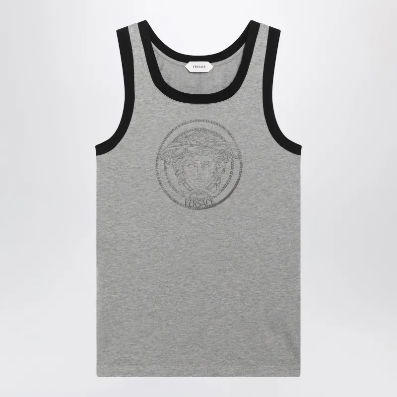 Light Grey Cotton Jersey T-Shirt With Logo Print made by Versace