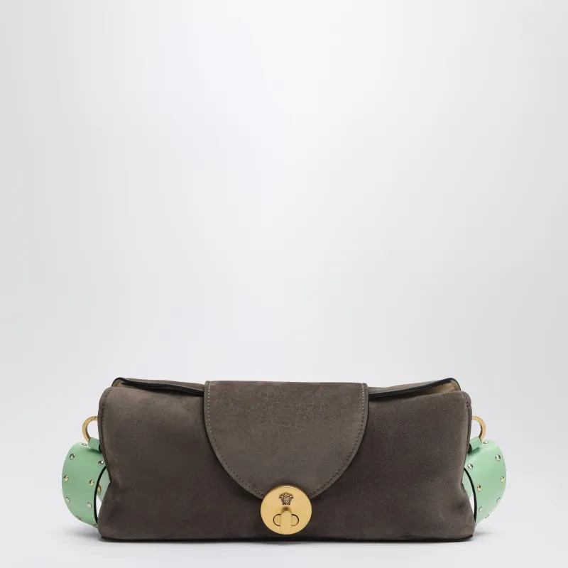 Vivian Pouch In Taupe/Mint Suede made by Versace