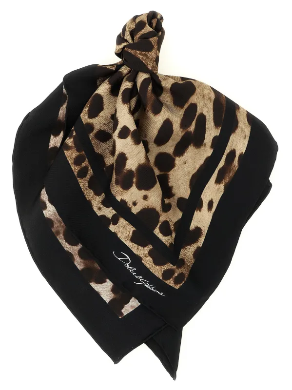 Leopard-Print Scarf Scarves And Foulards Brown made by Dolce & Gabanna