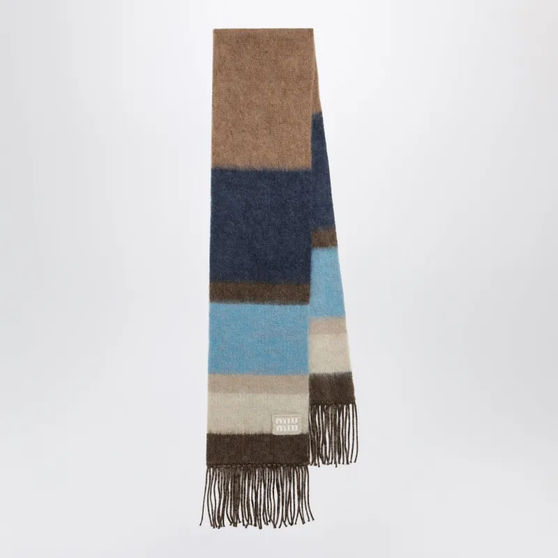 Striped Wool Scarf With Fringes made by Miu Miu