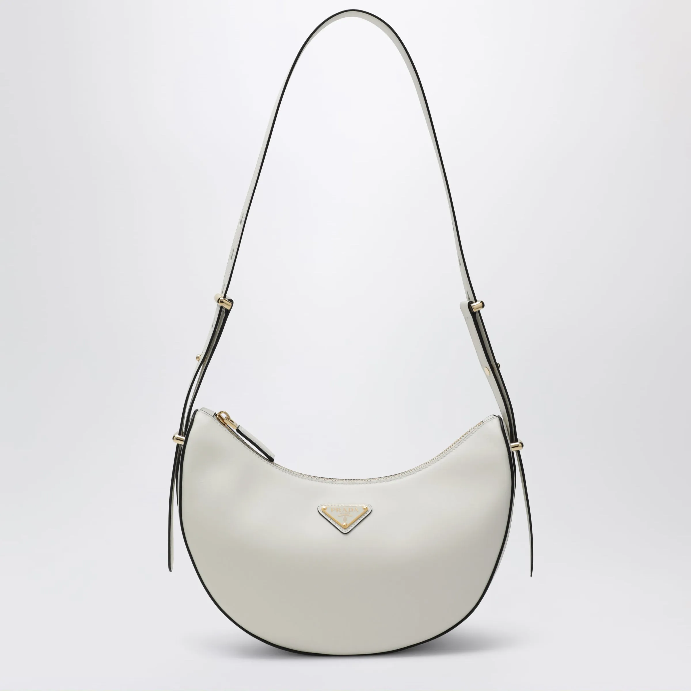 Prada Arqué Medium Shoulder Bag In White Leather sold by Wanan Luxury