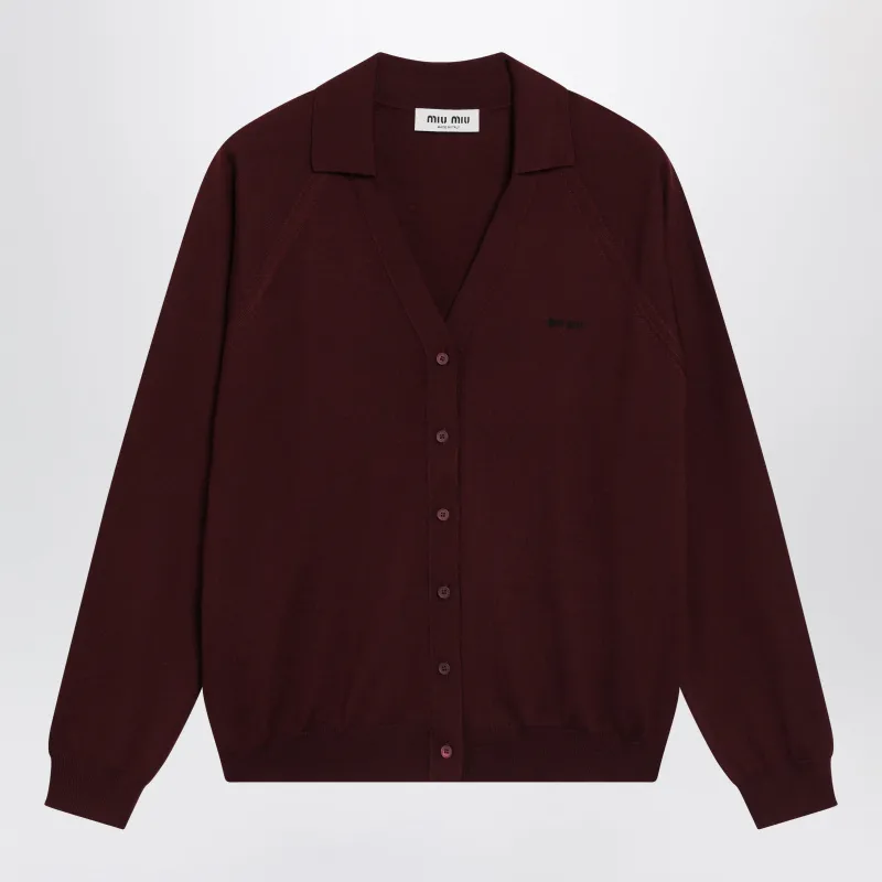 Cardigan In Amaranth Wool made by Miu Miu