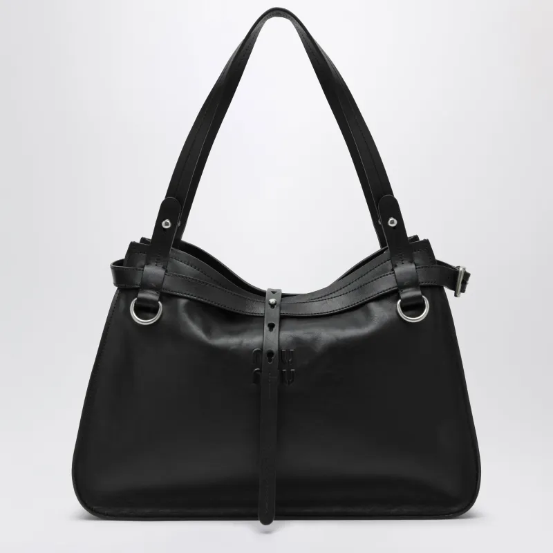 Black Leather Shoulder Bag made by Miu Miu