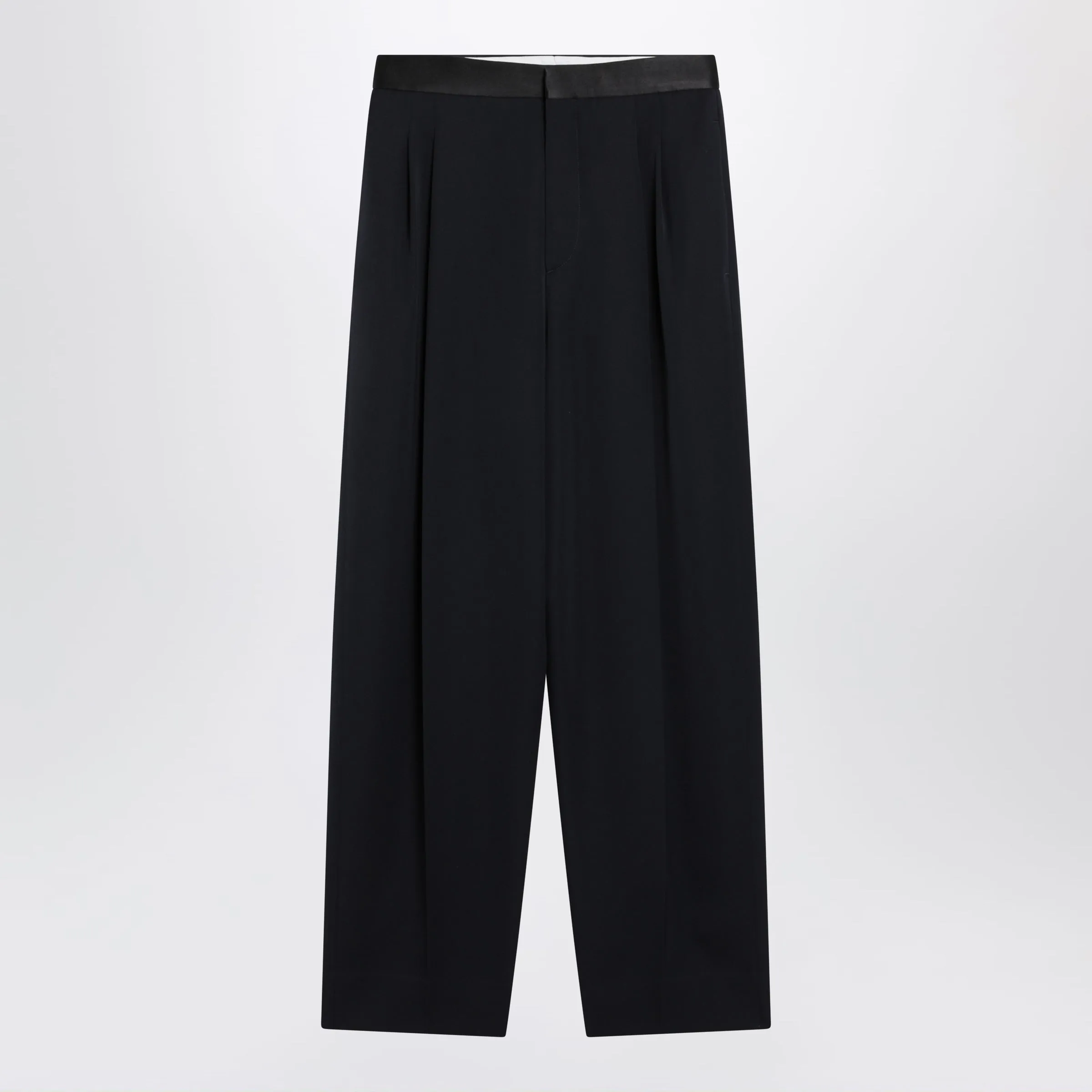 Midnight Blue Wool Trousers sold by Wanan Luxury