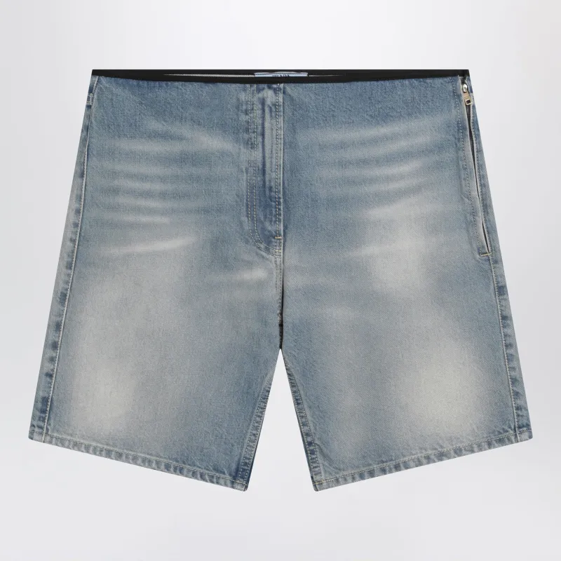Blue Shorts With A Washed Effect made by Prada