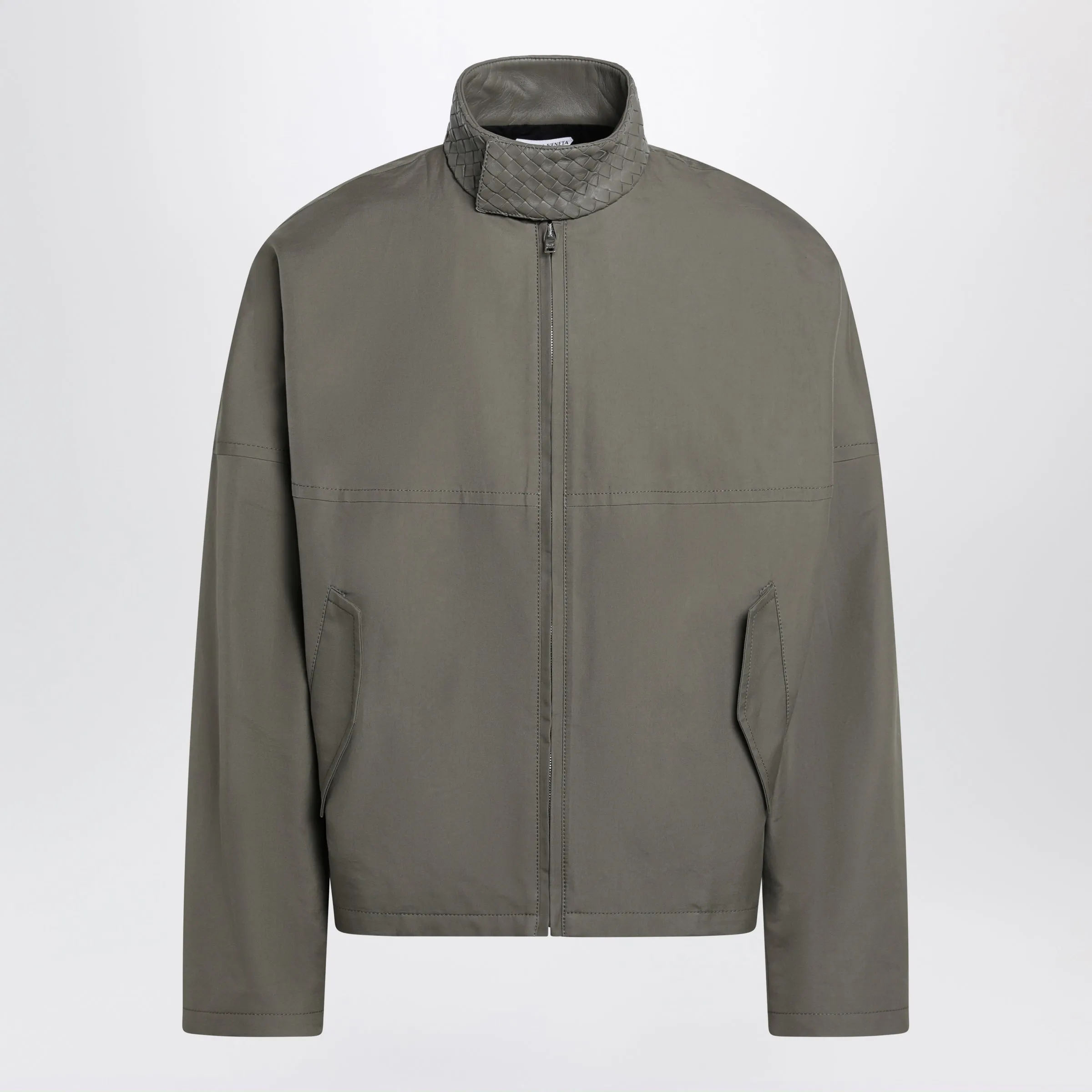 Harrington Jacket In Compact Cotton, Steel sold by Wanan Luxury