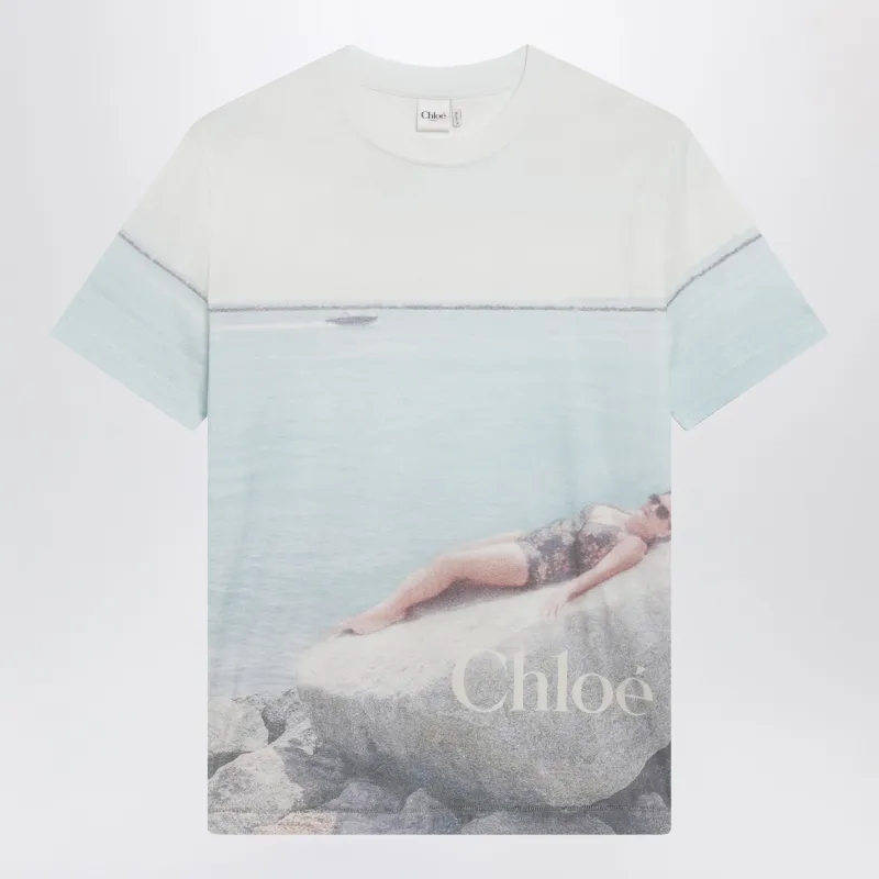 Crewneck Logo T-Shirt In Cotton Jersey, Iconic Milk made by Chloe